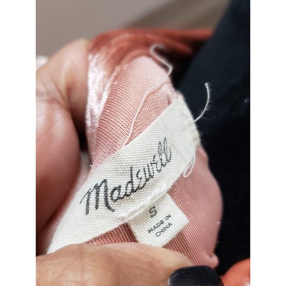 Madewell Crushed Velvet Mockneck Dress Orange Cream Size Small - Picture 9 of 12